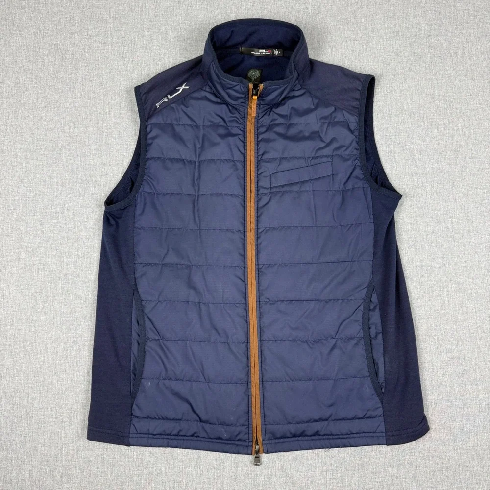 RLX Ralph Lauren Navy Blue Quilted Hybrid Vest Size M Mens Golf Activewear